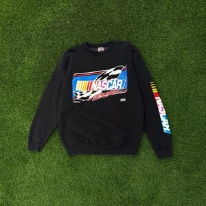 Vintage 90s NASCAR Racing Sweatshirt Logo Crewneck Pullover Black Size XL